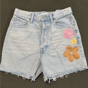 PacSun 90’s Girlfriend High-Waisted Denim Shorts with Flower Patches